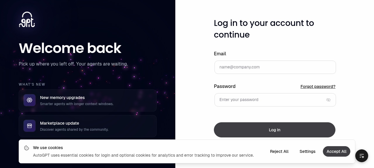 Login page default