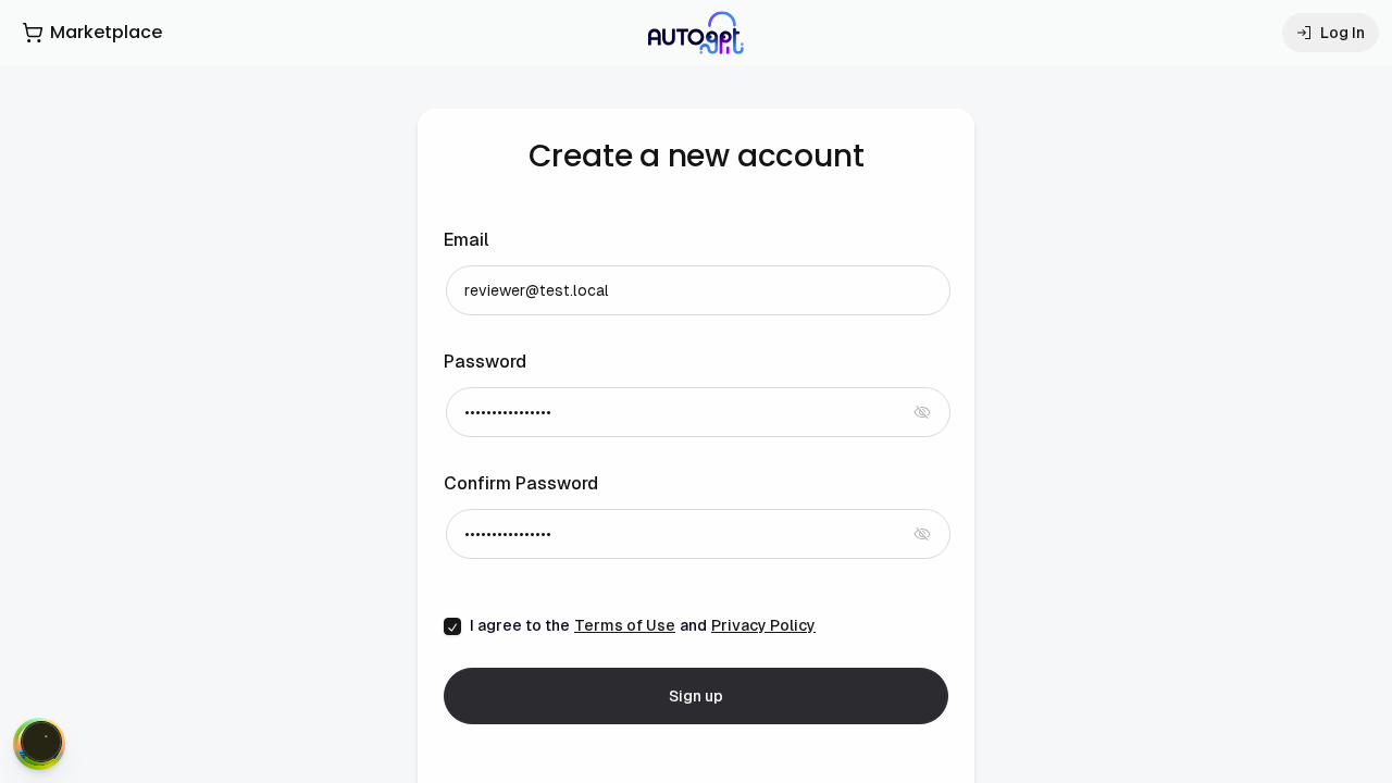 Dashboard after signup