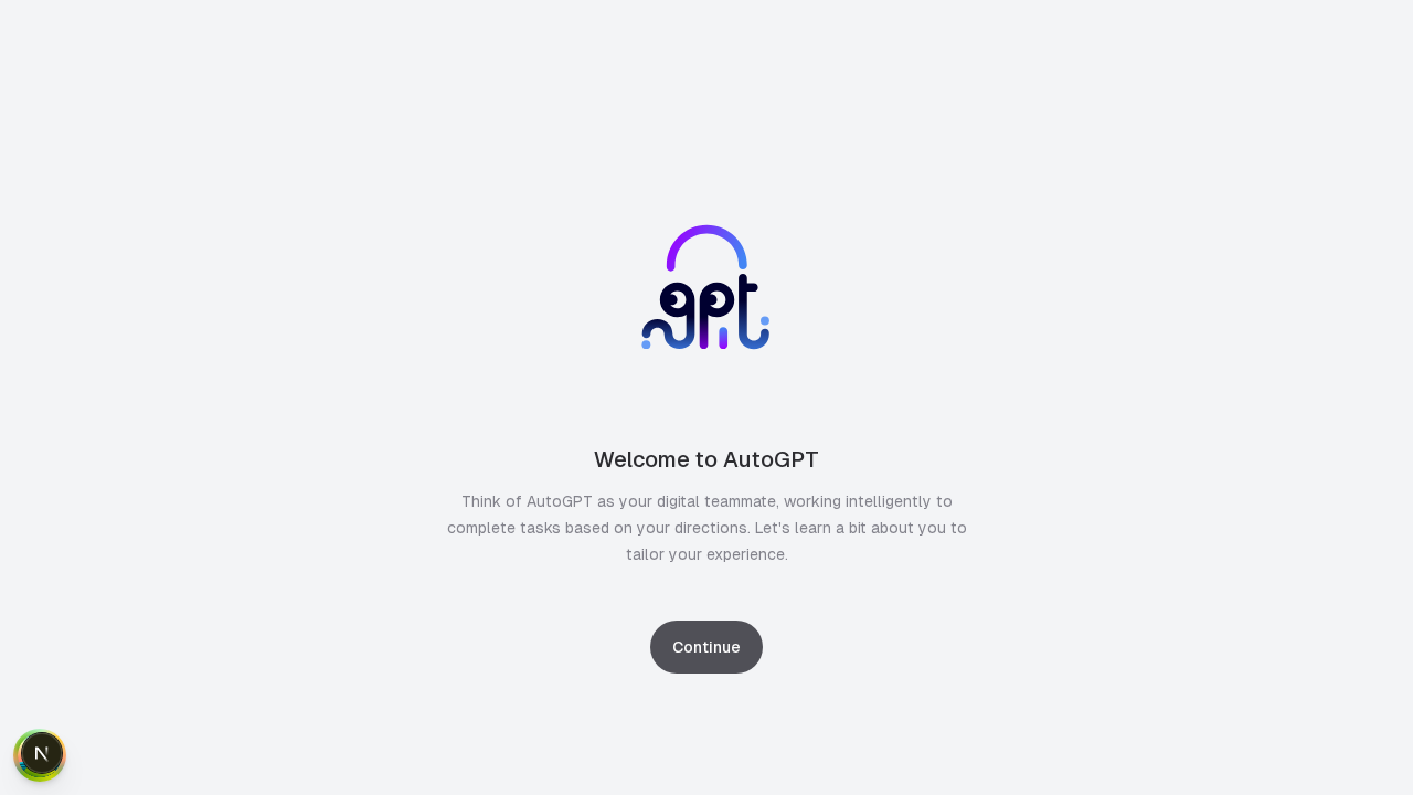 Dashboard after signup