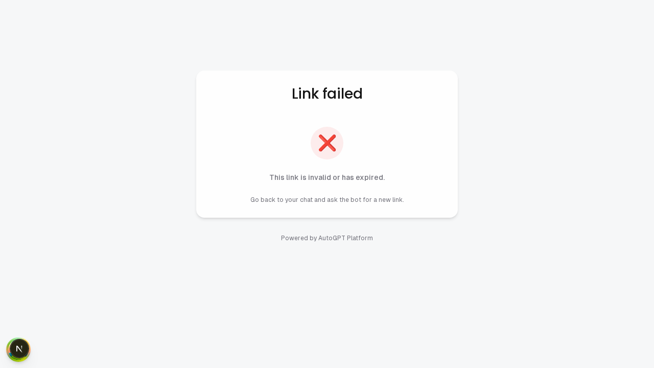 Link page logged in — still error